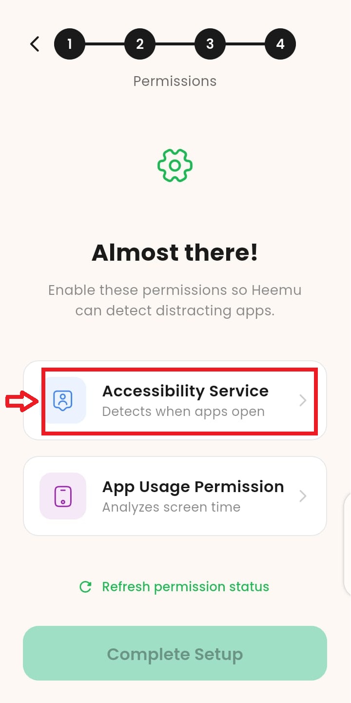 Permissions Required screen