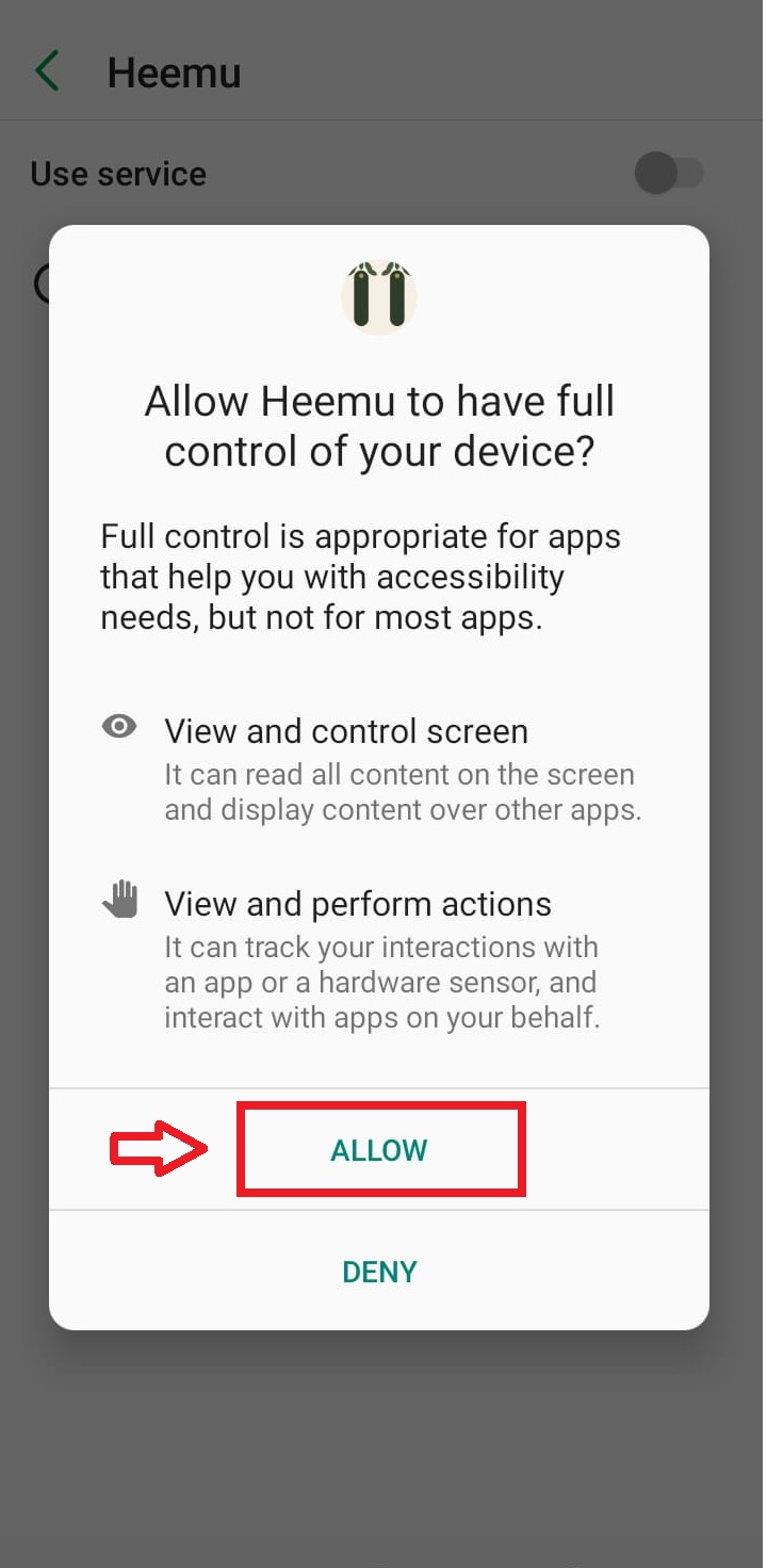 Allow permission dialog