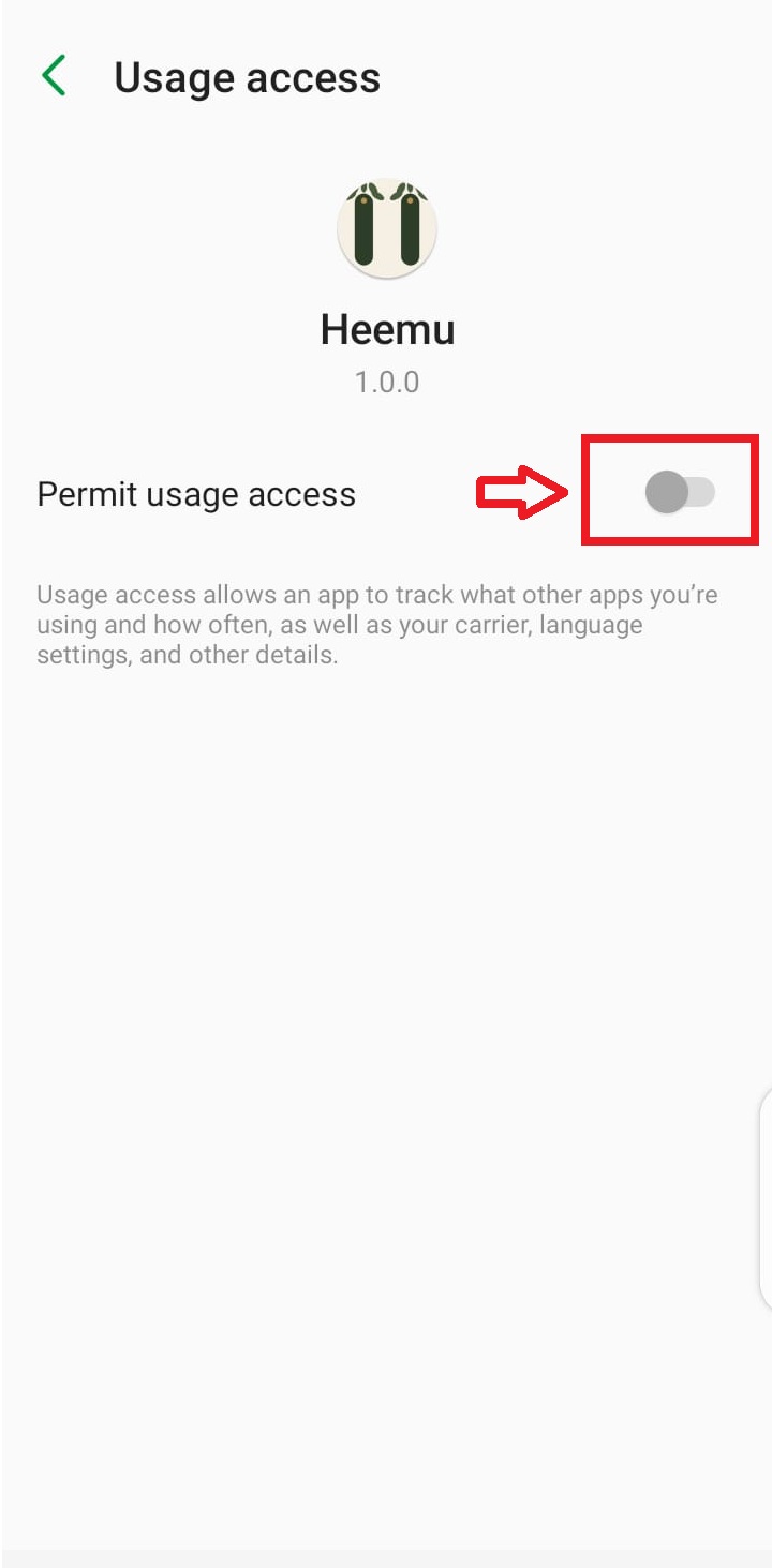 Permit usage access toggle